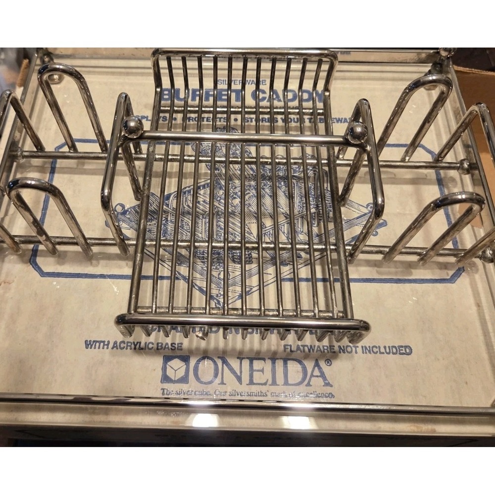 Vintage ONEIDA Silverplate Silverware Buffet Caddy Holder Organizer Catering Aid